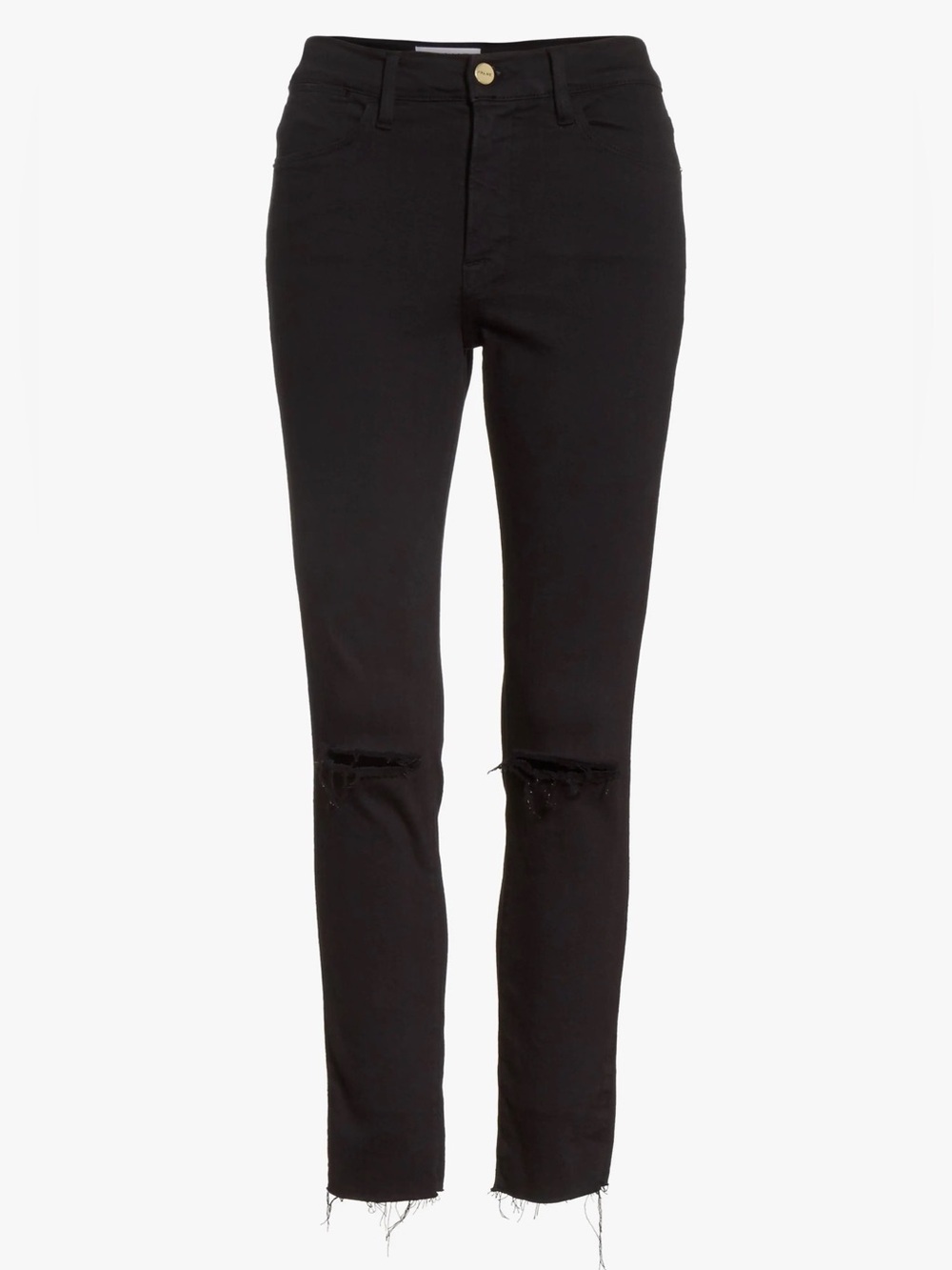 FRAME Denim Le High Ripped Crop Skinny Jeans Distressed 27 cotton black stretch